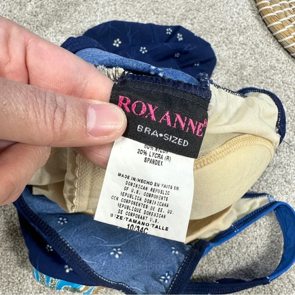 Roxanne Bra Sized Swimsuit One Piece Bathing Suit Floral Tropical Blue 10/34C - Picture 8 of 11